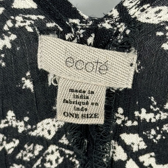 Ecote X Anthropologie Black & White Boho Printed Kimono Cardigan Women Size O/S - Picture 3 of 7